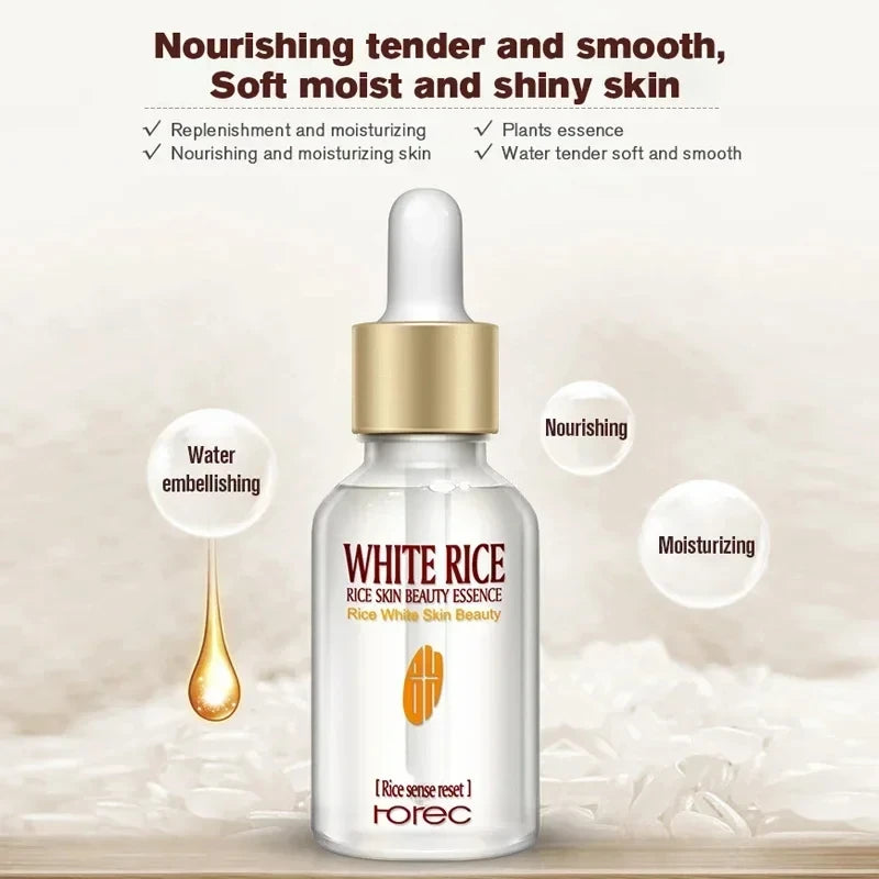 White Rice Face Serum Shrink Pores Brightening Whitening Cream Anti