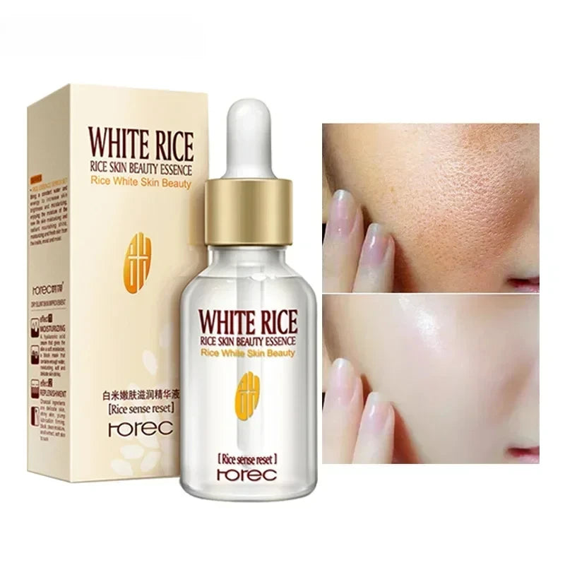 White Rice Face Serum Shrink Pores Brightening Whitening Cream Anti