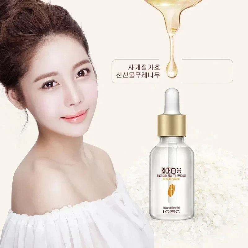 White Rice Face Serum Shrink Pores Brightening Whitening Cream Anti