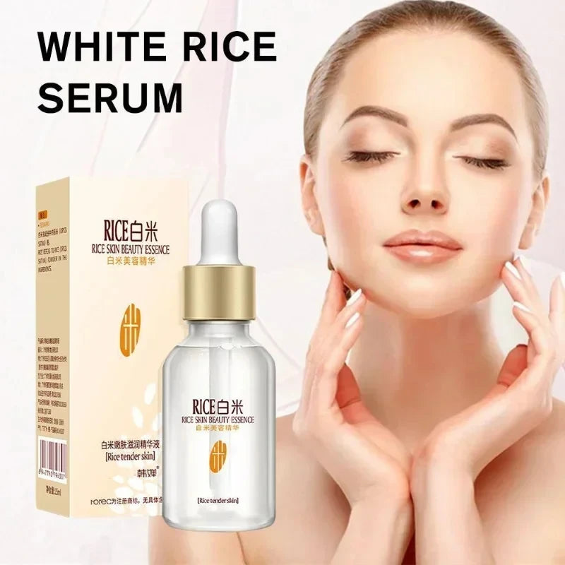 White Rice Face Serum Shrink Pores Brightening Whitening Cream Anti