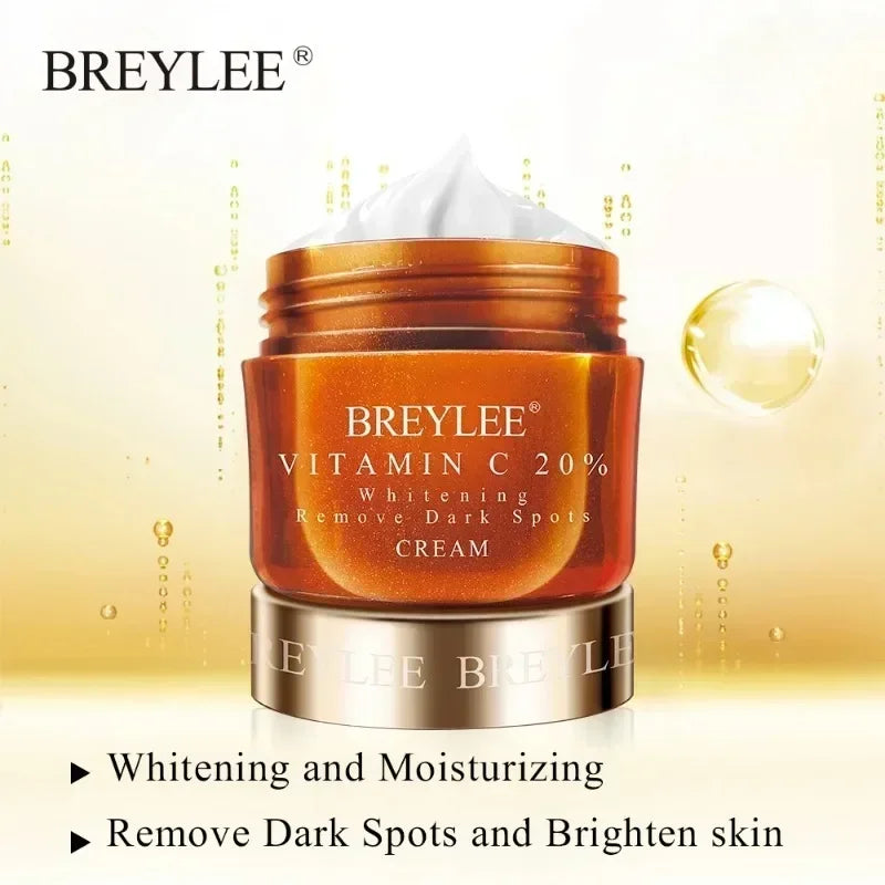 BREYLEE Vitamin C Whitening Facial Cream Repair Fade Freckles Dark Spots Melanin Remover Brightening Smooth wrinkles Face Cream