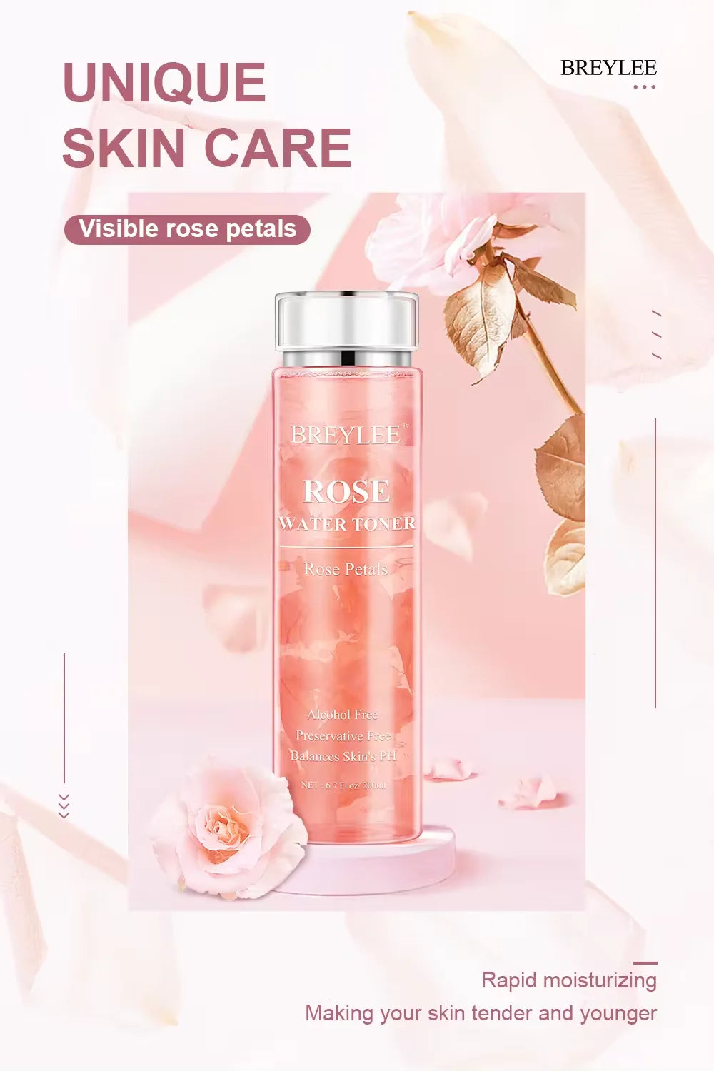 BREYLEE Face Toner  Natrual  Moisturizing Rose Toner 200ml