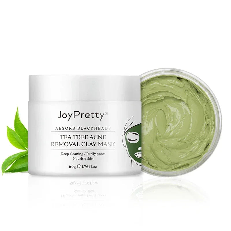 Green Tea Tree Clay Mask Facial Cleans Cream Black Dots Blackheads Remove Mask Against Acne Treatment Cream Sleep Mask Skin Care