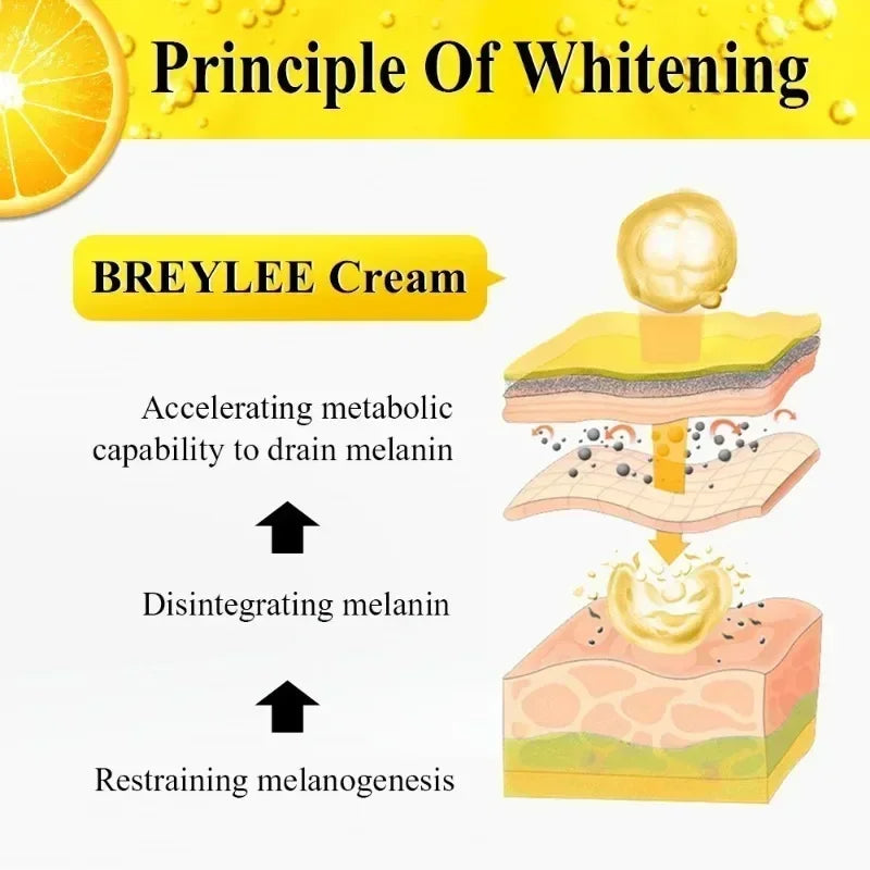 BREYLEE Vitamin C Whitening Facial Cream Repair Fade Freckles Dark Spots Melanin Remover Brightening Smooth wrinkles Face Cream