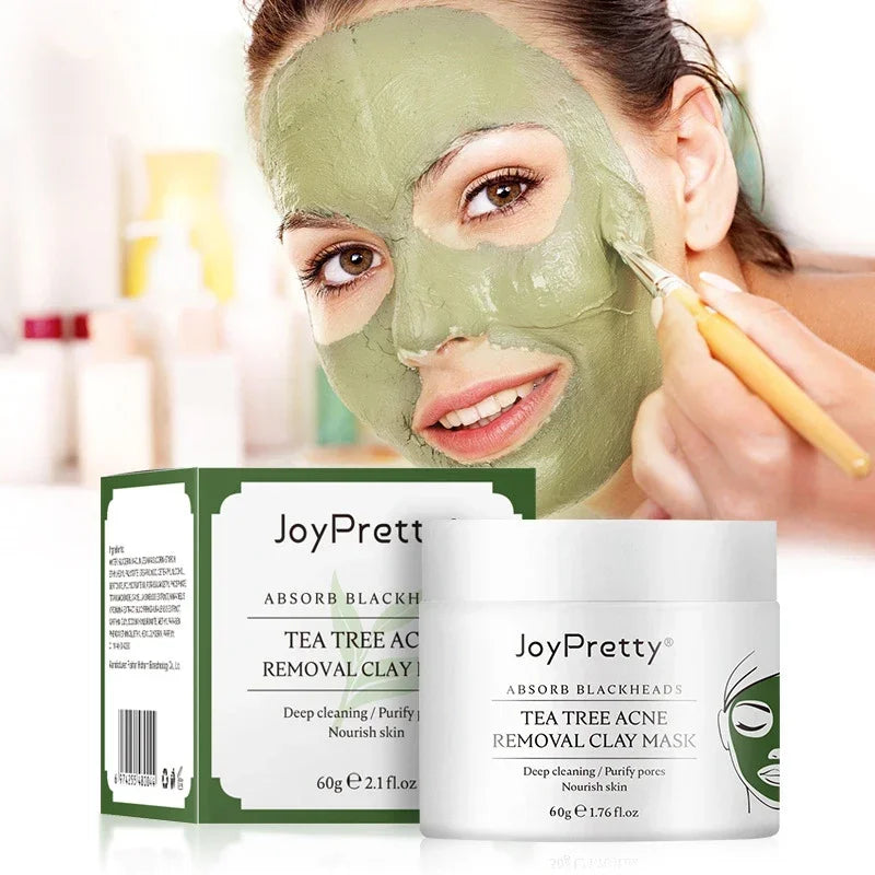 Green Tea Tree Clay Mask Facial Cleans Cream Black Dots Blackheads Remove Mask Against Acne Treatment Cream Sleep Mask Skin Care