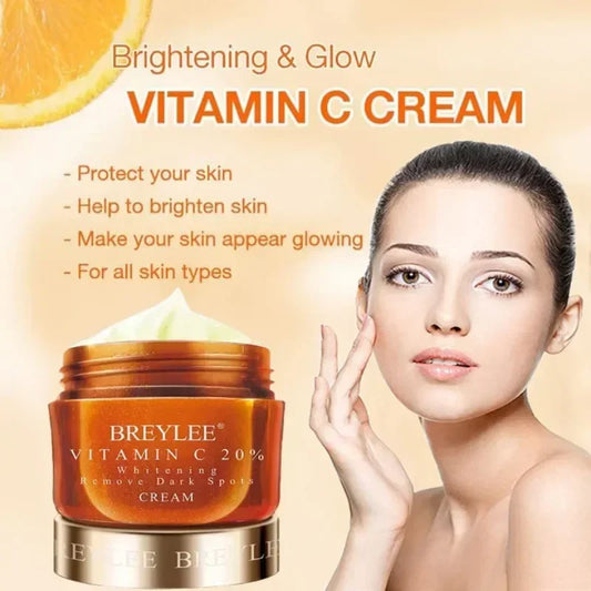 BREYLEE Vitamin C Whitening Facial Cream Repair Fade Freckles Dark Spots Melanin Remover Brightening Smooth wrinkles Face Cream