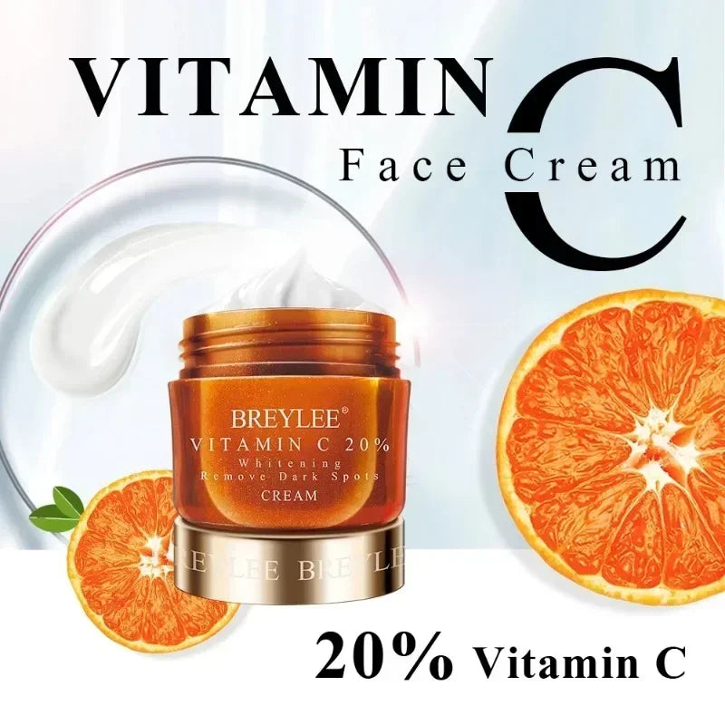 BREYLEE Vitamin C Whitening Facial Cream Repair Fade Freckles Dark Spots Melanin Remover Brightening Smooth wrinkles Face Cream